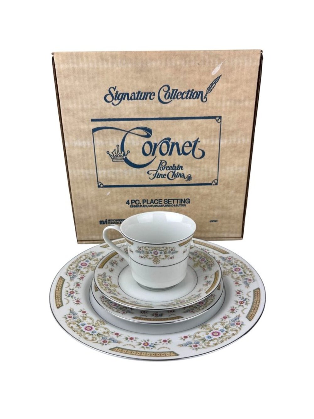 Signature Collection Coronet 117 Fine China Japan 4 Pc Place Setting Floral VTG